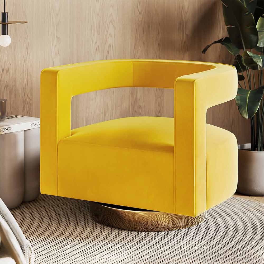 Crown Velvet Swivel Accent Chair with Open Back