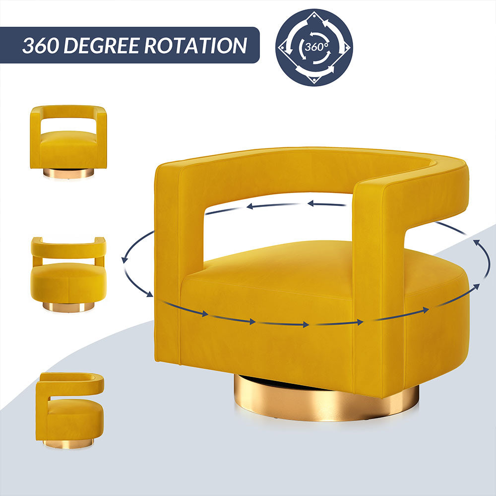 Crown Velvet Swivel Accent Chair with Open Back