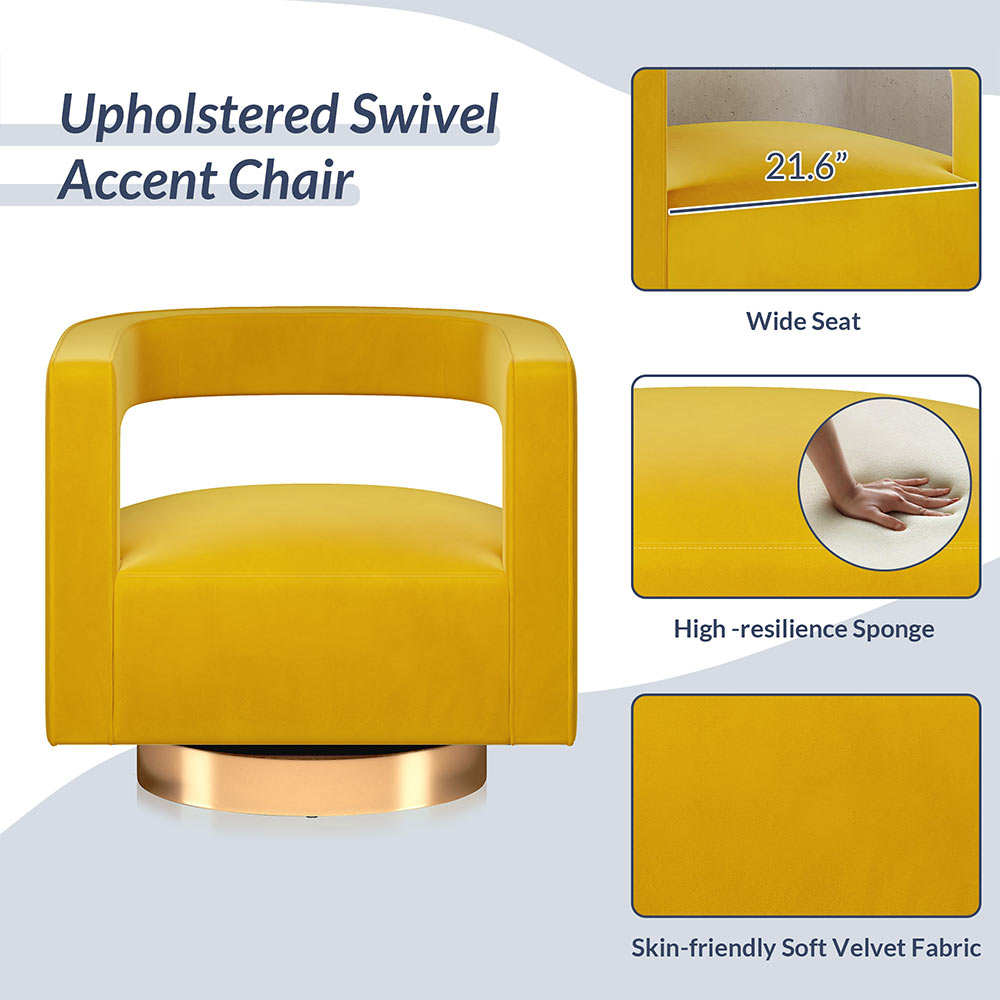 Crown Velvet Swivel Accent Chair