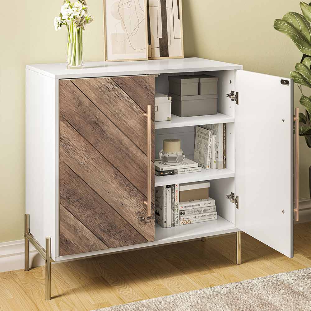 Harper 32" Small Entryway Sideboard Cabinet with Chevron Doors