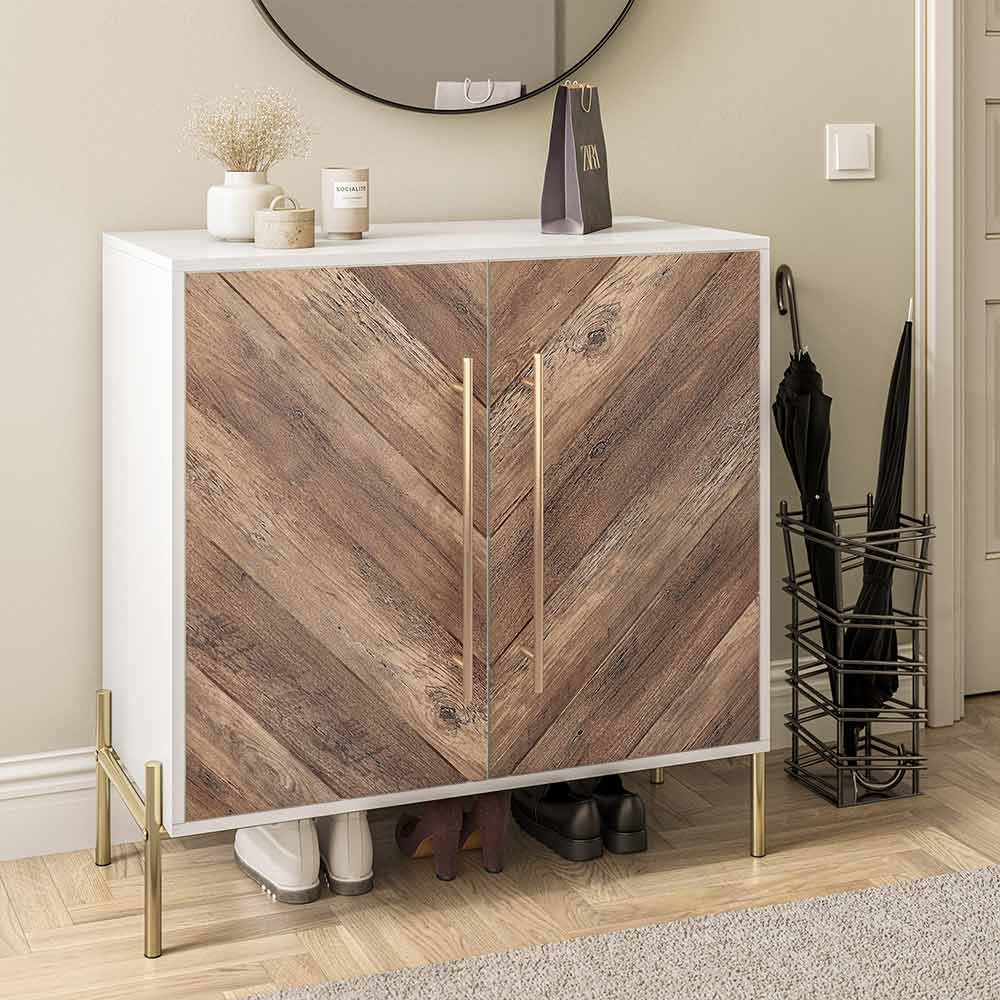Harper 32" Small Entryway Sideboard Cabinet with Chevron Doors