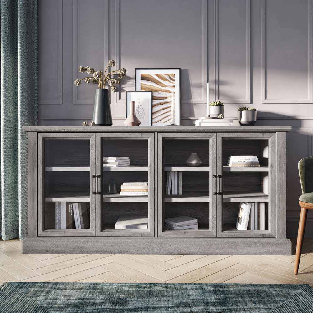 Liam 70" Modern Sideboard with 4 Glass Doors