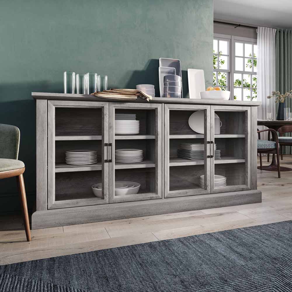 Liam 70" Modern Sideboard with 4 Glass Doors
