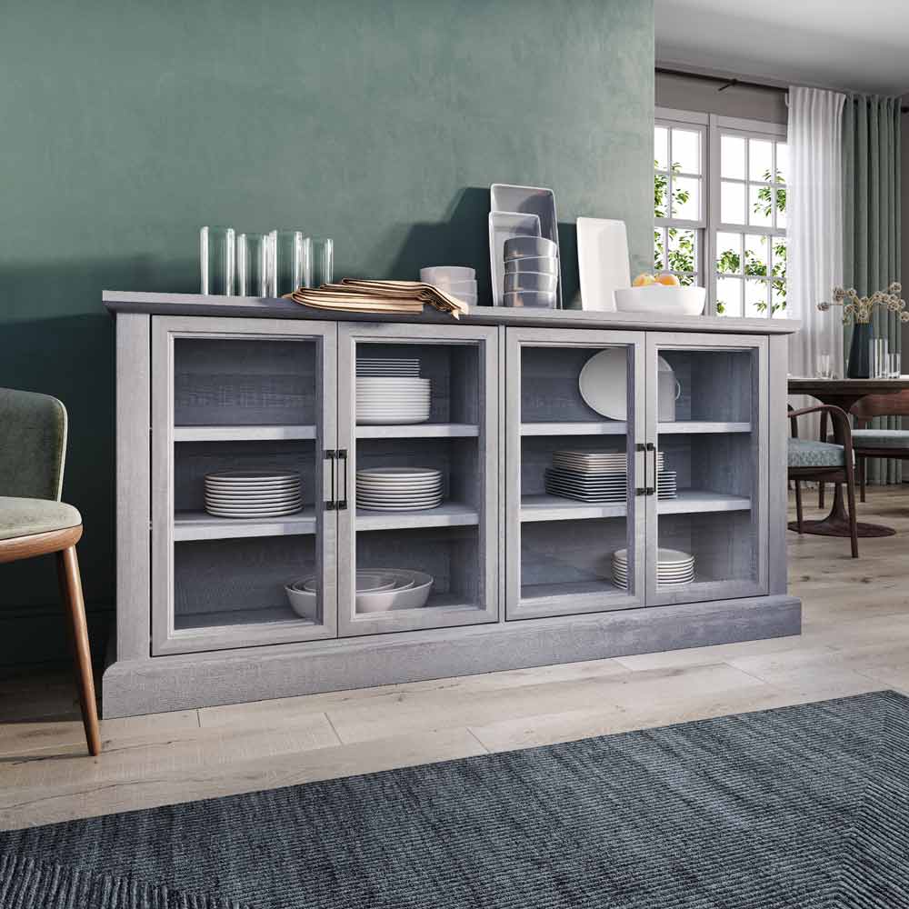 Liam 70" Modern Sideboard with 4 Glass Doors