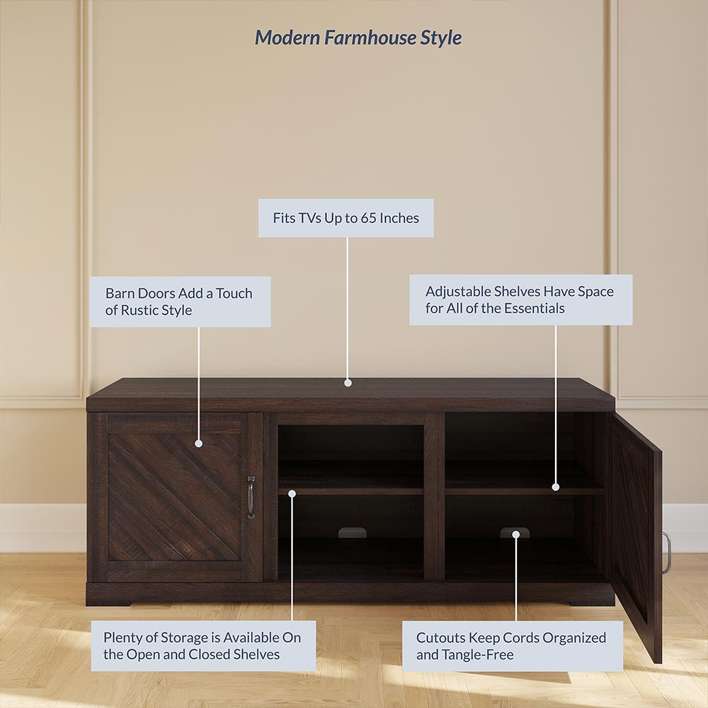 Hilo 58" Rustic Fireplace TV Stand