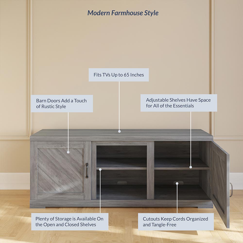 Hilo 58" Rustic Fireplace TV Stand