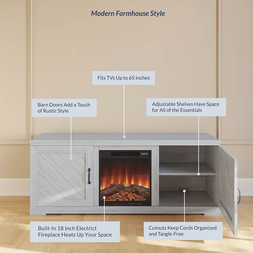 Hilo 58" Rustic Fireplace TV Stand