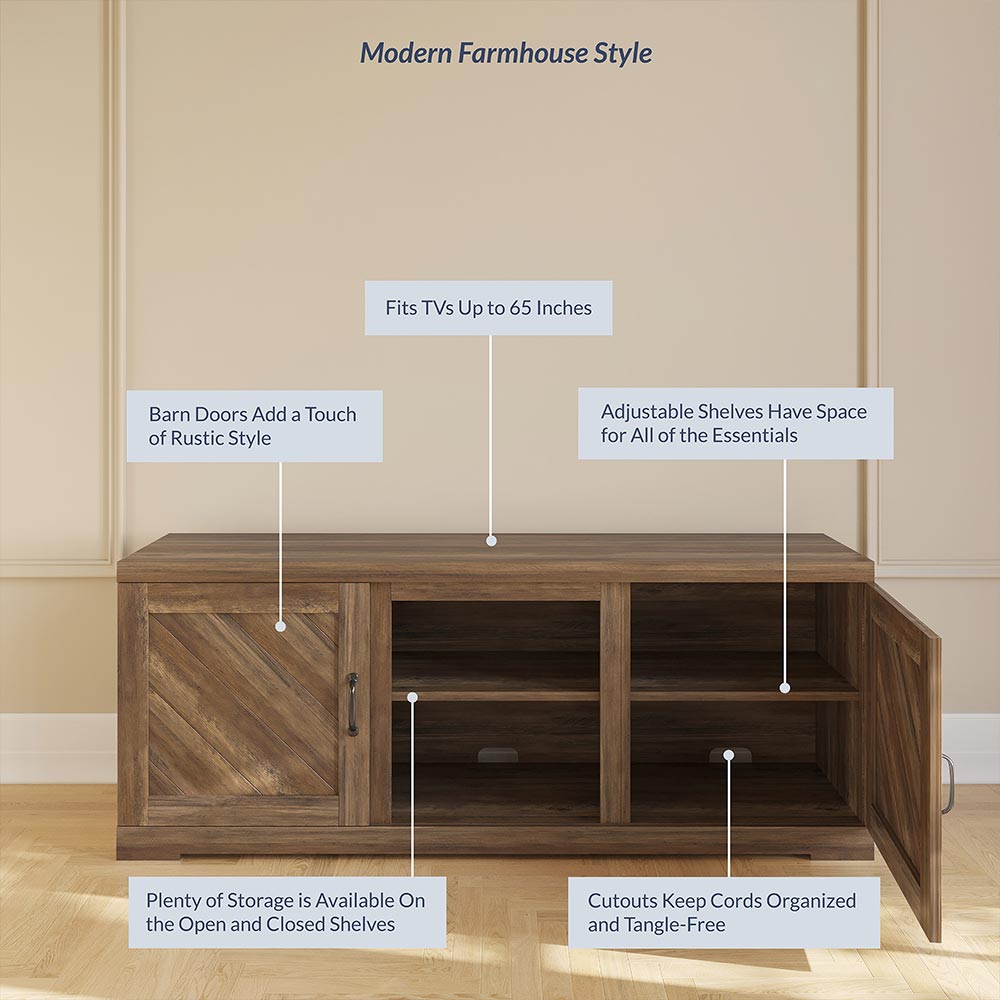 Hilo 58" Rustic Fireplace TV Stand