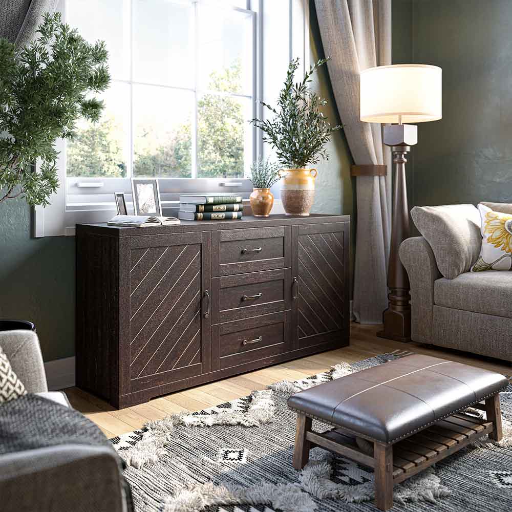 Hilo Modern Farmhouse Solid Wood Sideboard