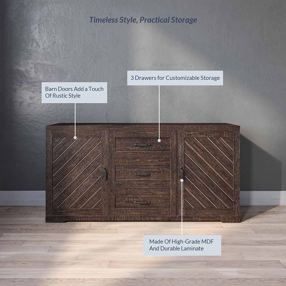 Hilo 60" Farmhouse Sideboard Buffet Cabinet