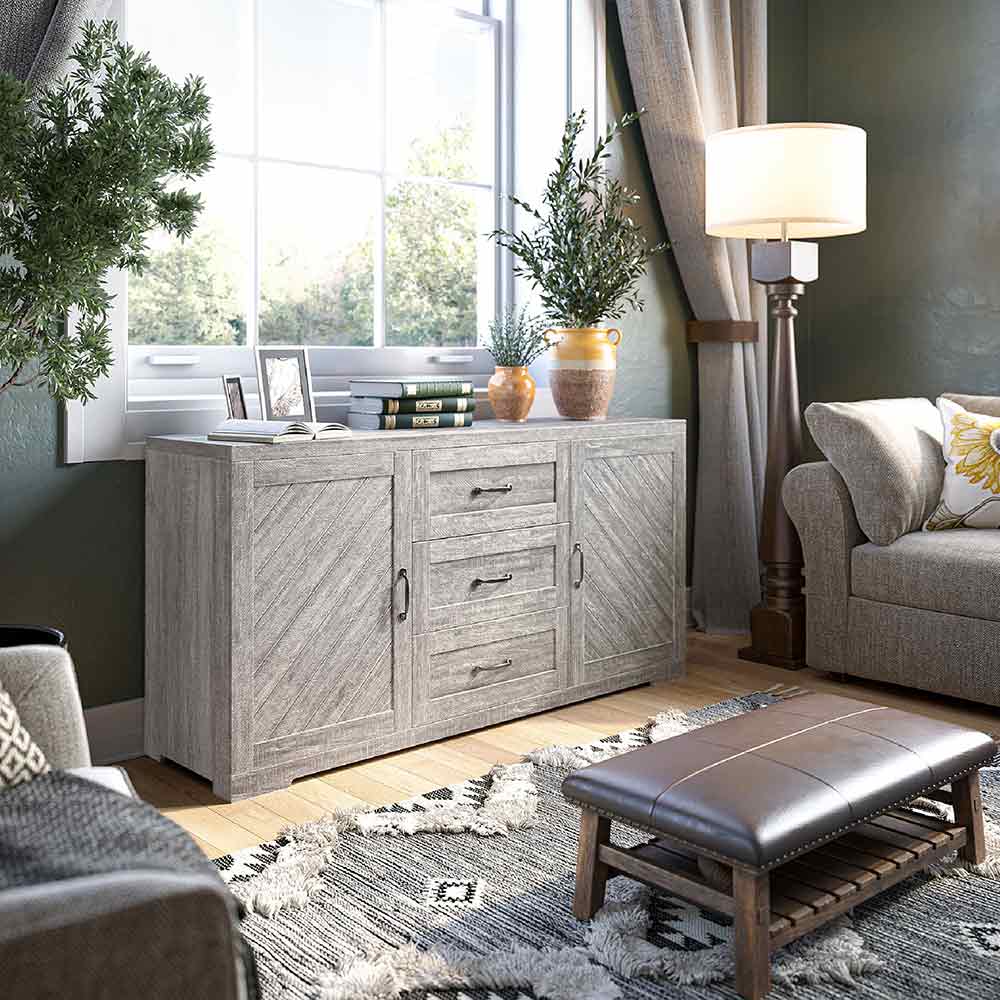 Hilo Modern Farmhouse Solid Wood Sideboard