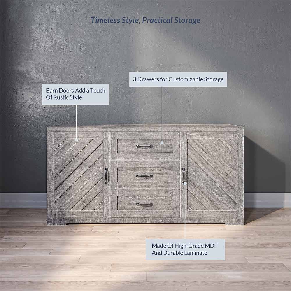Hilo 60" Farmhouse Sideboard Buffet Cabinet