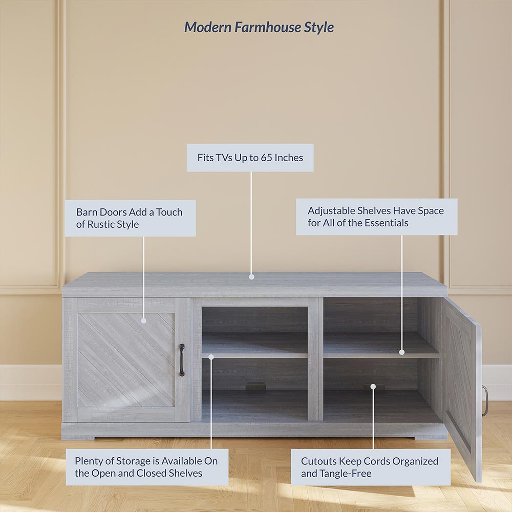 Hilo 58" Rustic Fireplace TV Stand