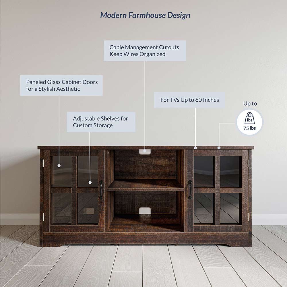 Cori Wood Farmhouse TV Stand for TVs Up to 55"