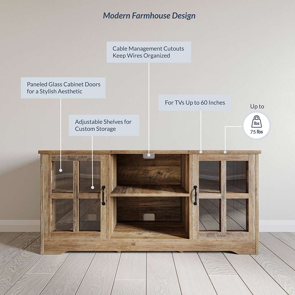 Cori Wood Farmhouse TV Stand for TVs Up to 55"