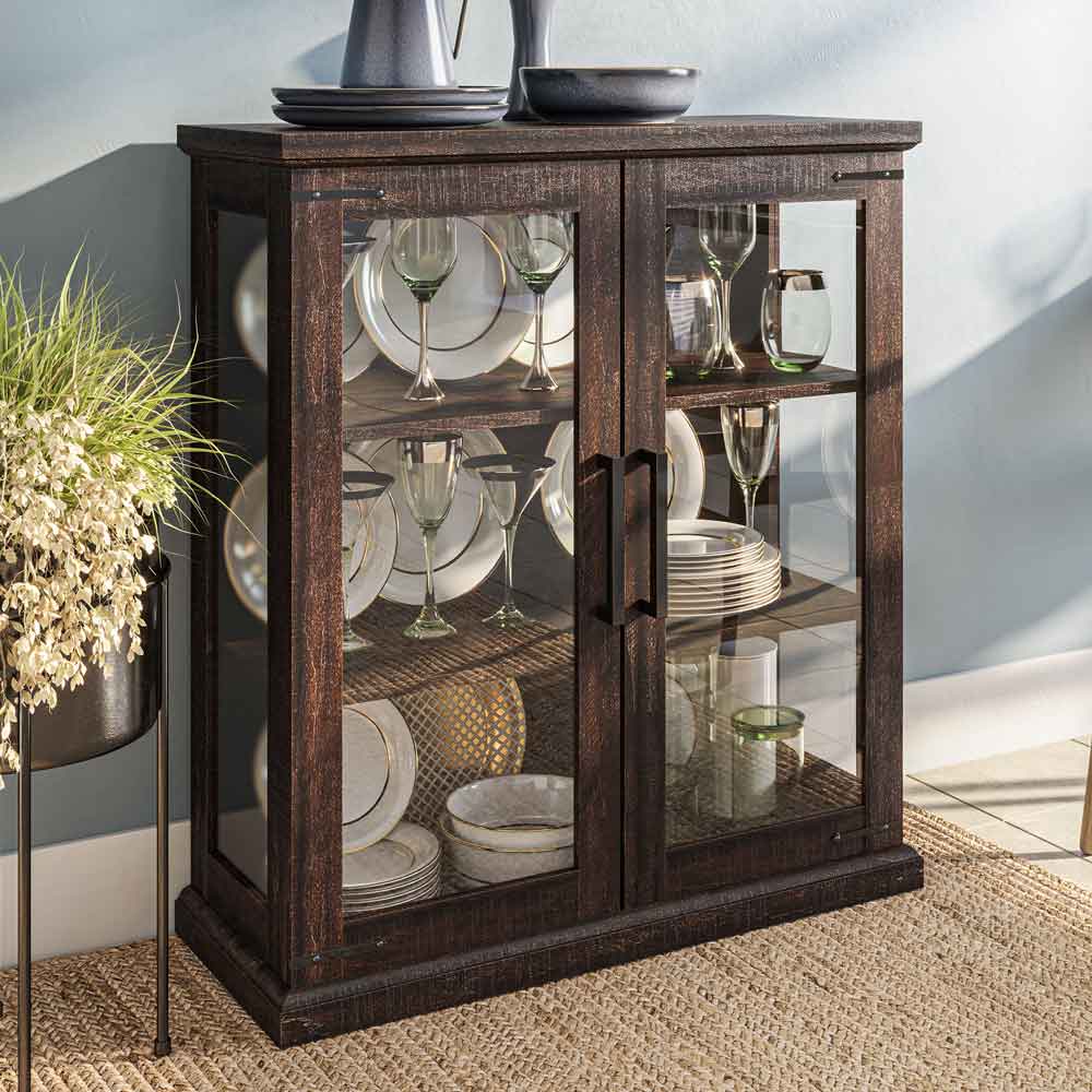 Ashford 32" Small Sideboard Buffet Cabinet with Glass Doors