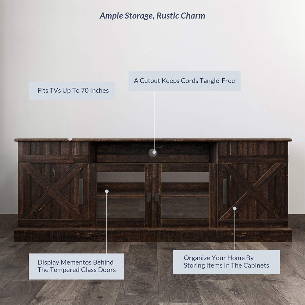 Veropeso Farmhouse TV Stand for TVs up to 70″