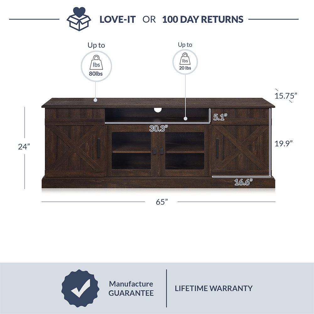 Veropeso Farmhouse TV Stand for TVs up to 70″