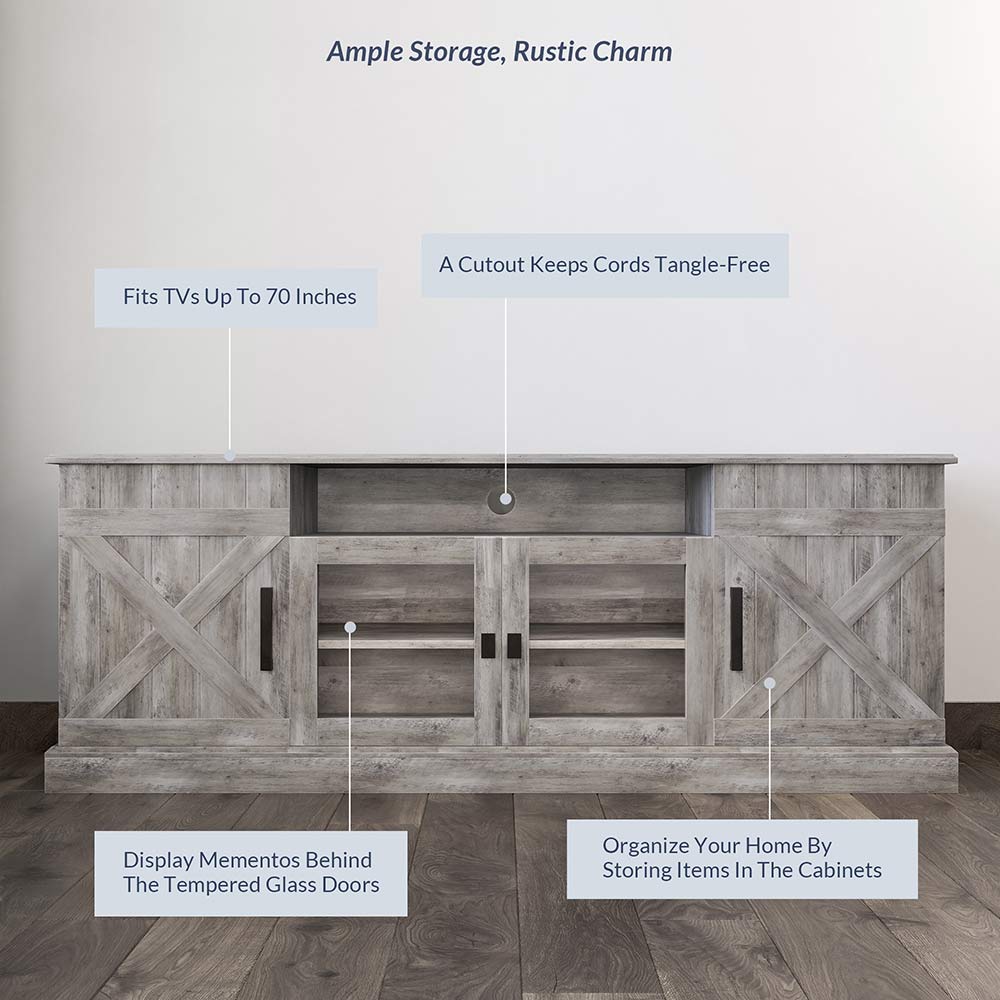Veropeso Farmhouse TV Stand for TVs up to 70″