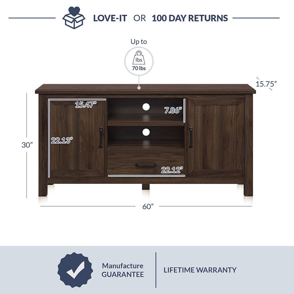 Virat Wood Farmhouse TV Stand for TVs up to 65″