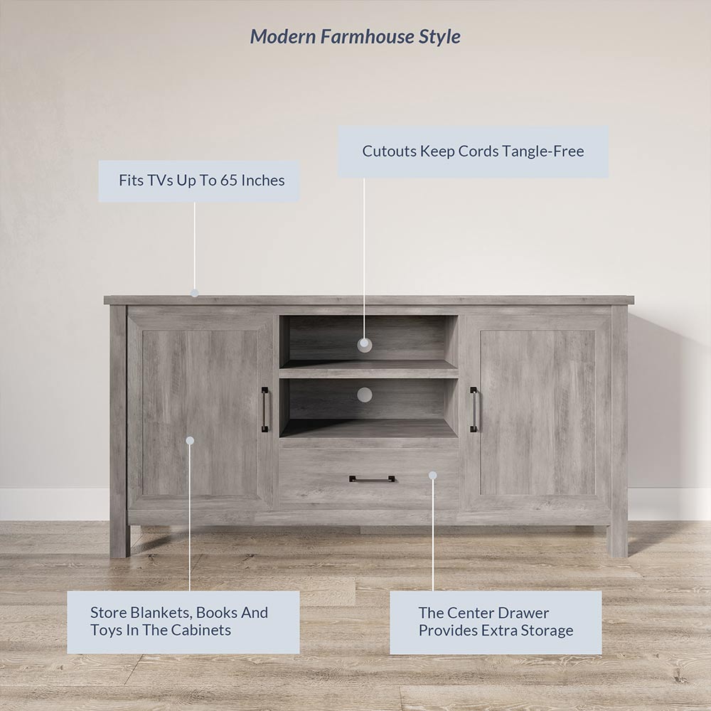 Virat Wood Farmhouse TV Stand for TVs up to 65″