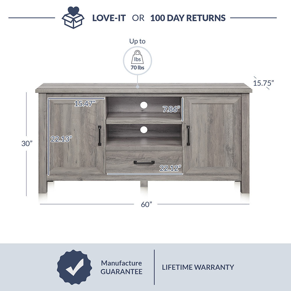 Virat Wood Farmhouse TV Stand for TVs up to 65″