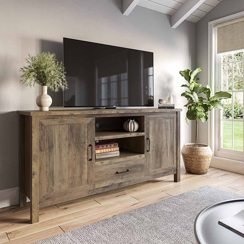 Virat Wood Farmhouse TV Stand for TVs up to 65″