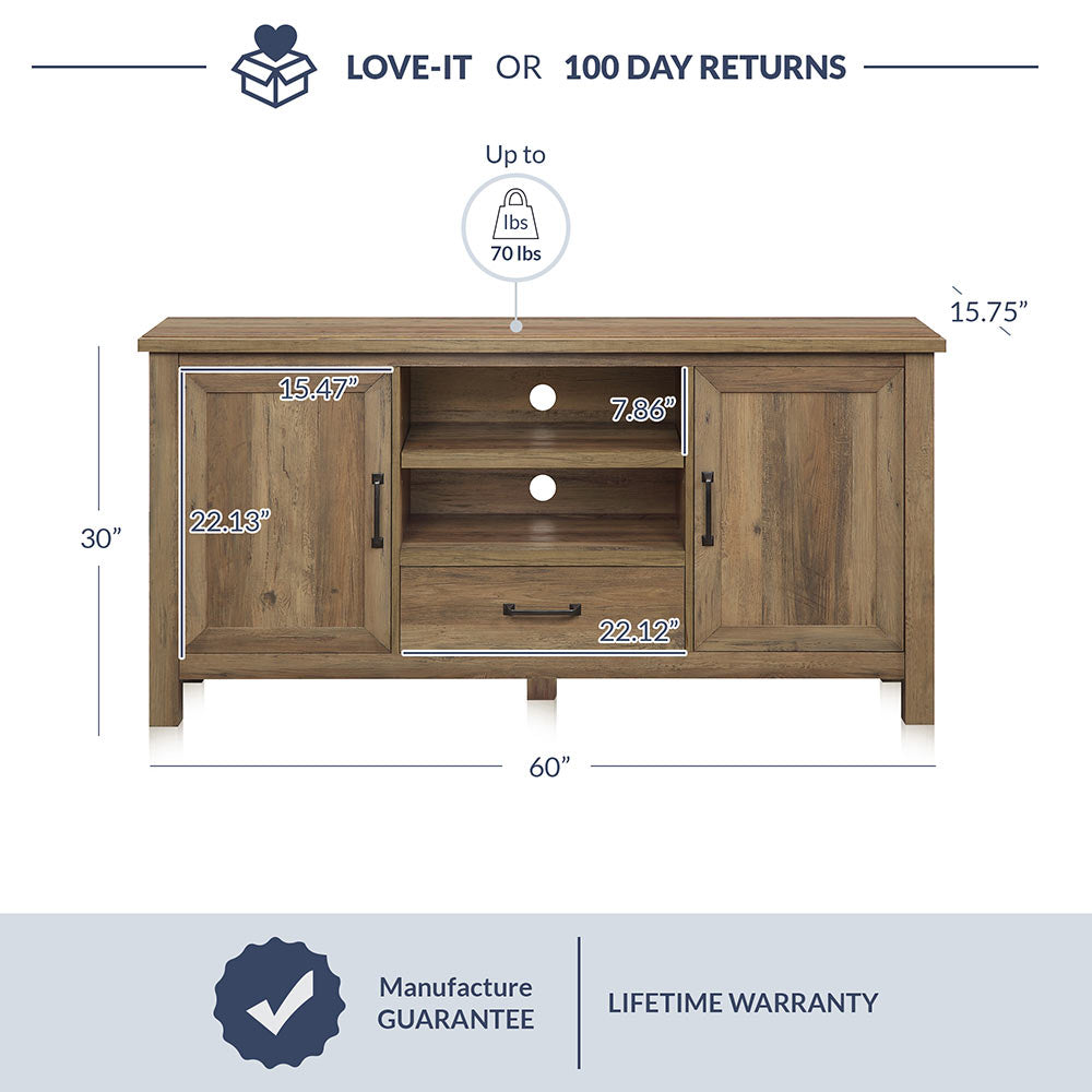 Virat Wood Farmhouse TV Stand for TVs up to 65″