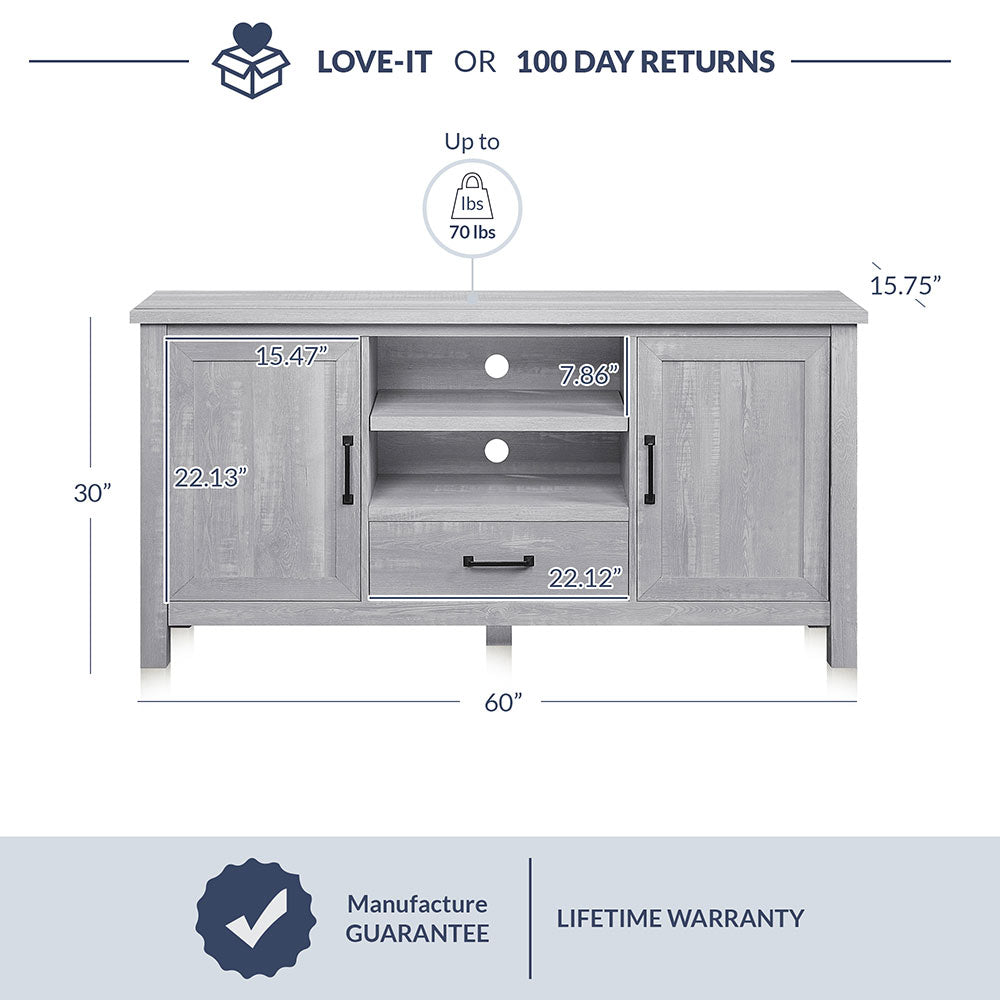 Virat Wood Farmhouse TV Stand for TVs up to 65″