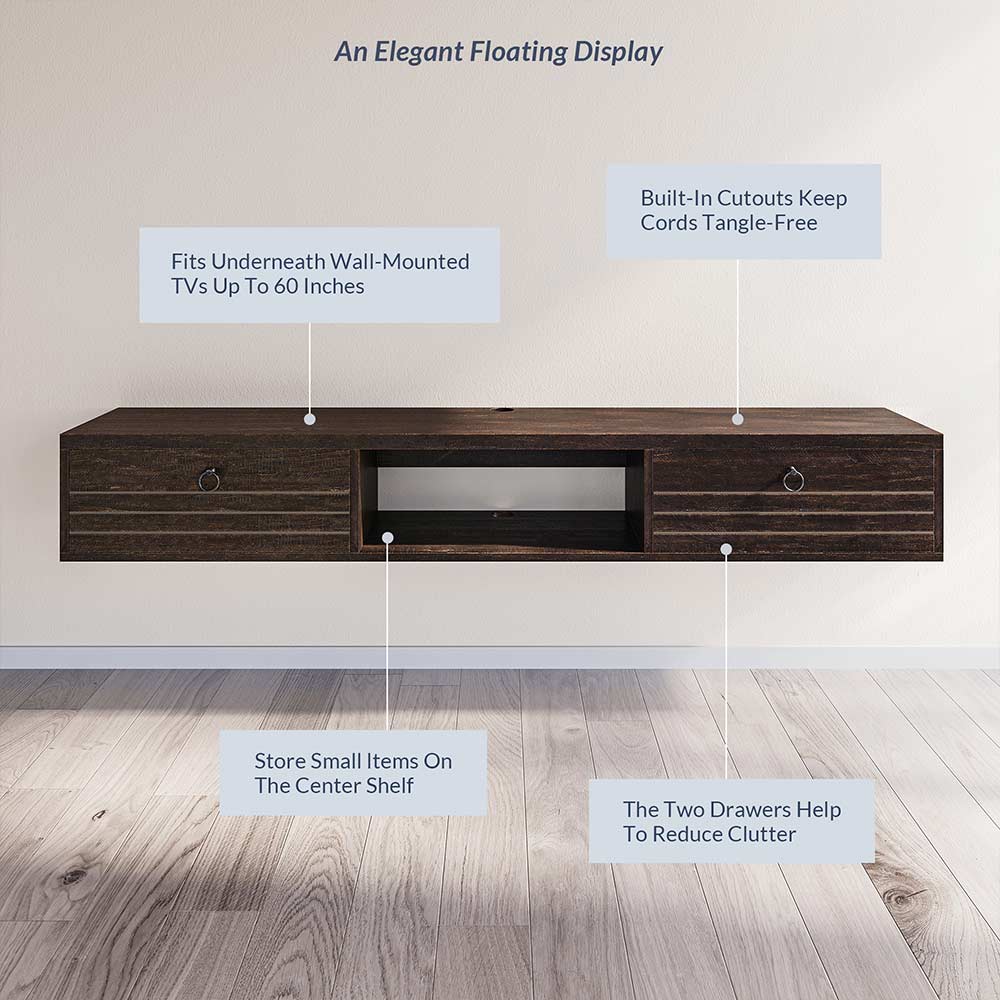 Langston 63" Floating TV Stand with Drawers