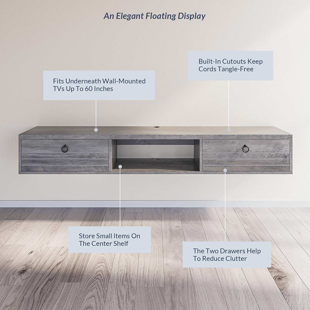 Langston 63" Floating TV Stand with Drawers
