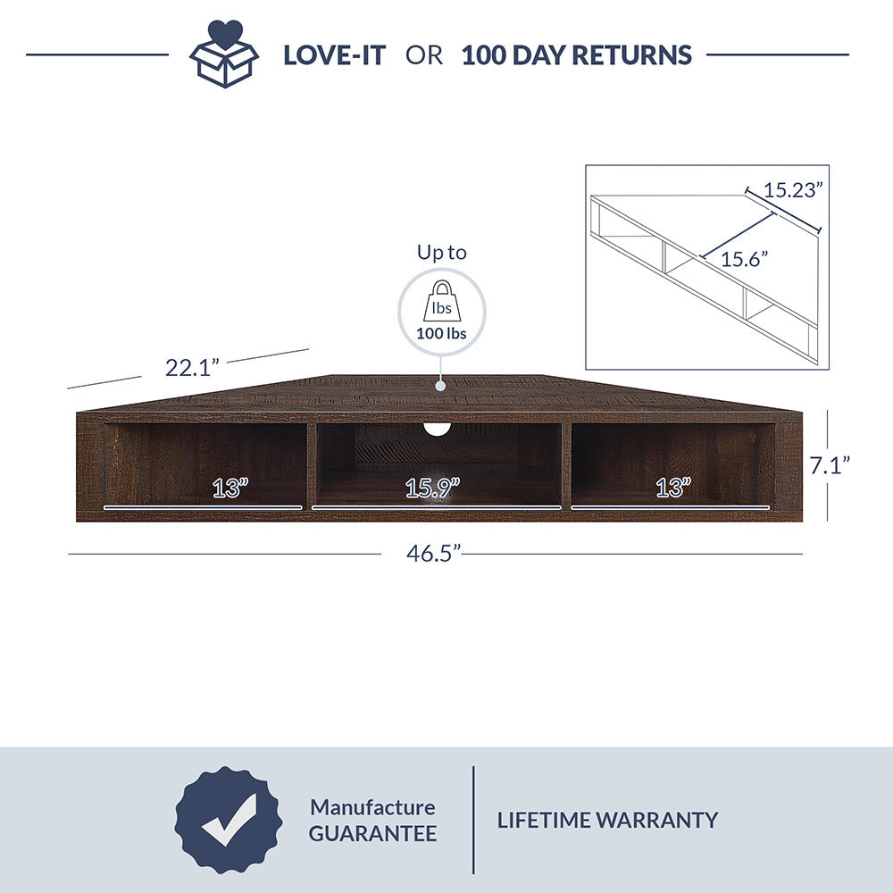 Russel Floating Corner TV Stand for TVs up to 50"