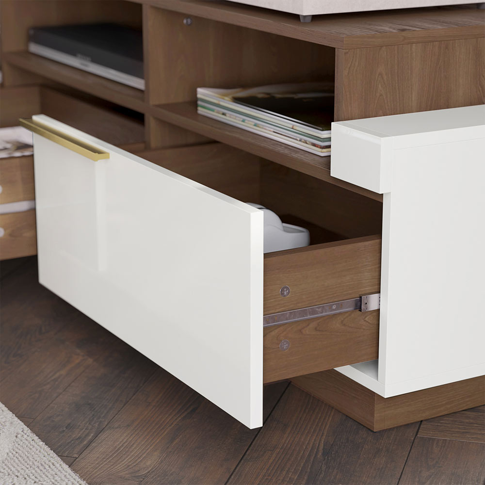 Broadway White Modern TV Stand for 75″ Inch TV