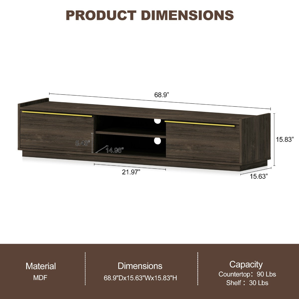 Cayden Low Profile TV Stand for TVs up to 75″