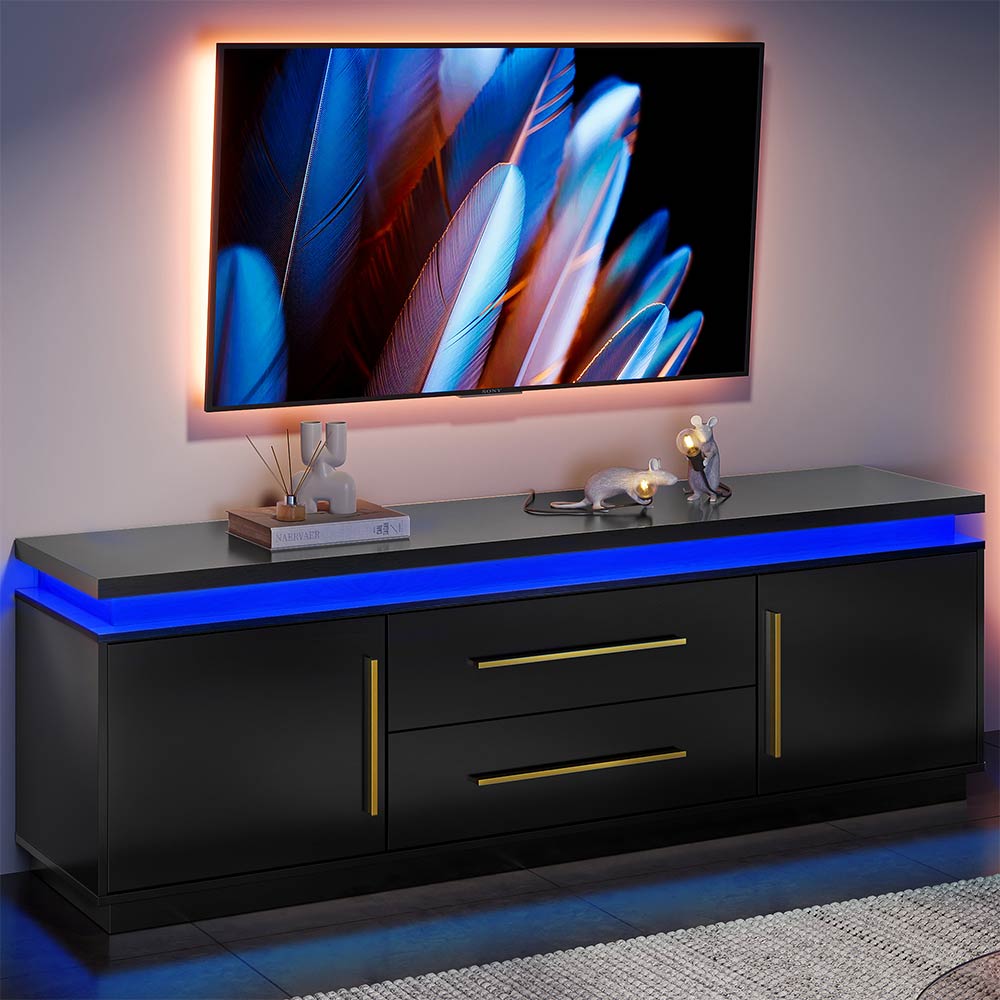 Black tv stand with led lights discount