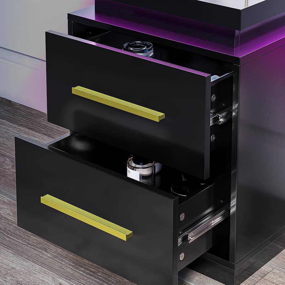 Zoey Modern LED Nightstands with 2 Drawers (Set of 2)