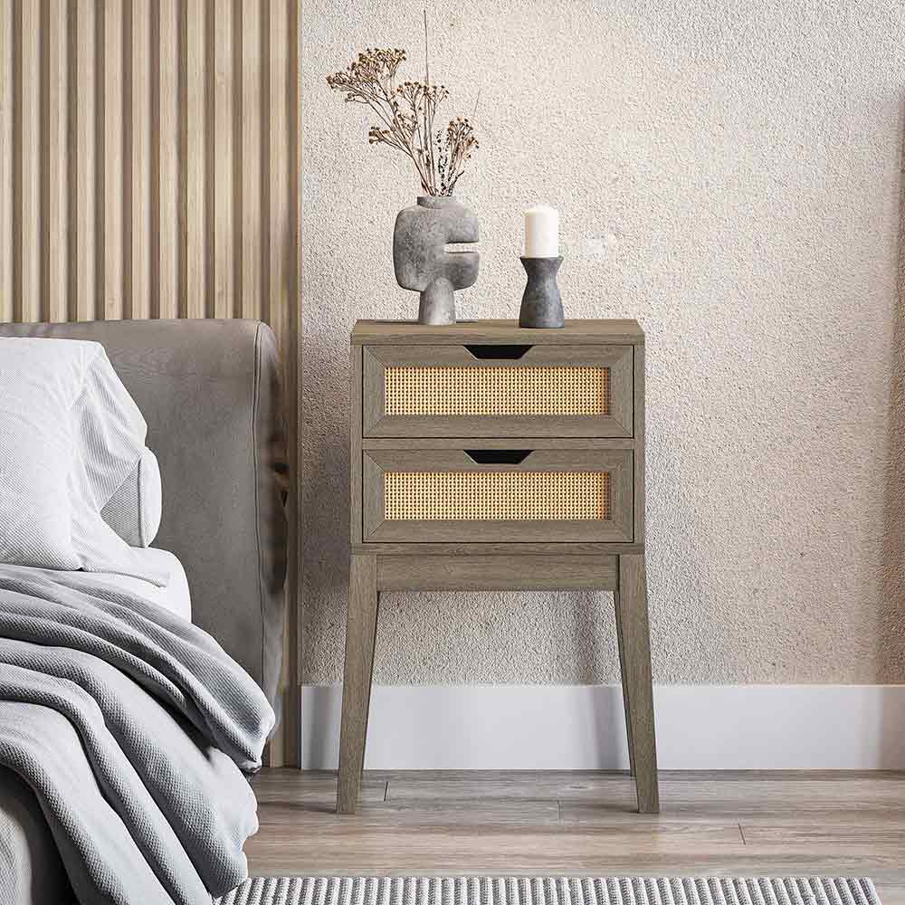 Carl Rattan 2-Tier Double Drawers End Table