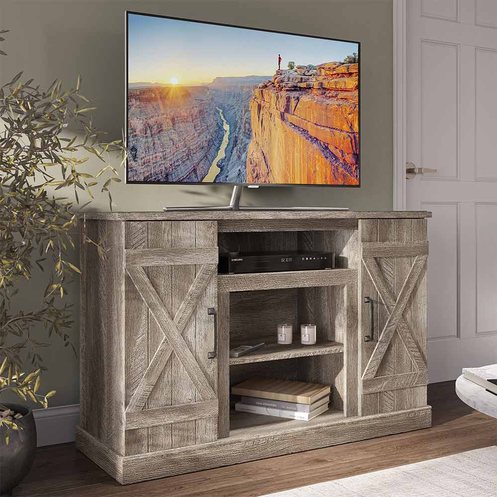 Veropeso 47" Barn Door Farmhouse Fireplace TV Stand