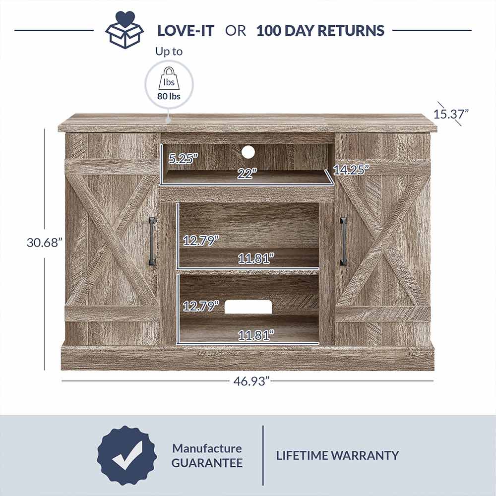 Veropeso Farmhouse TV Stand with Fireplace for TVs up to 50″