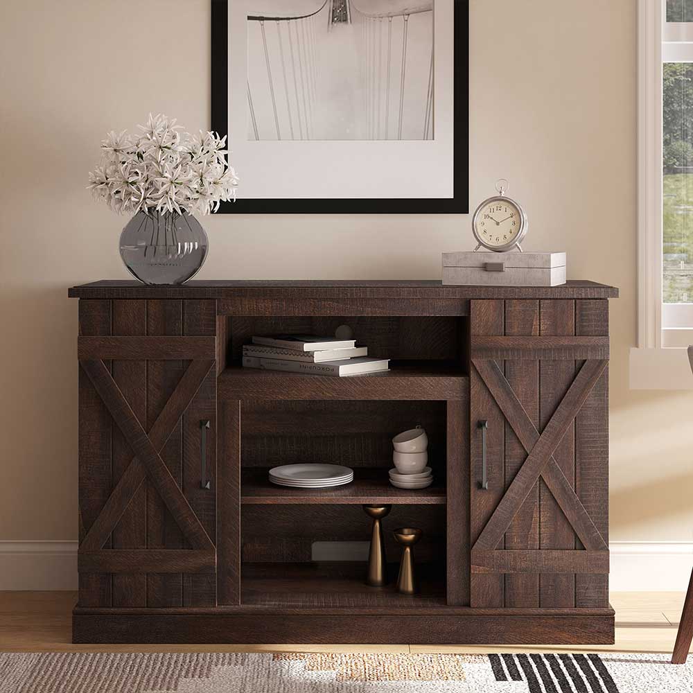 Veropeso Farmhouse TV Stand with Fireplace for TVs up to 50″