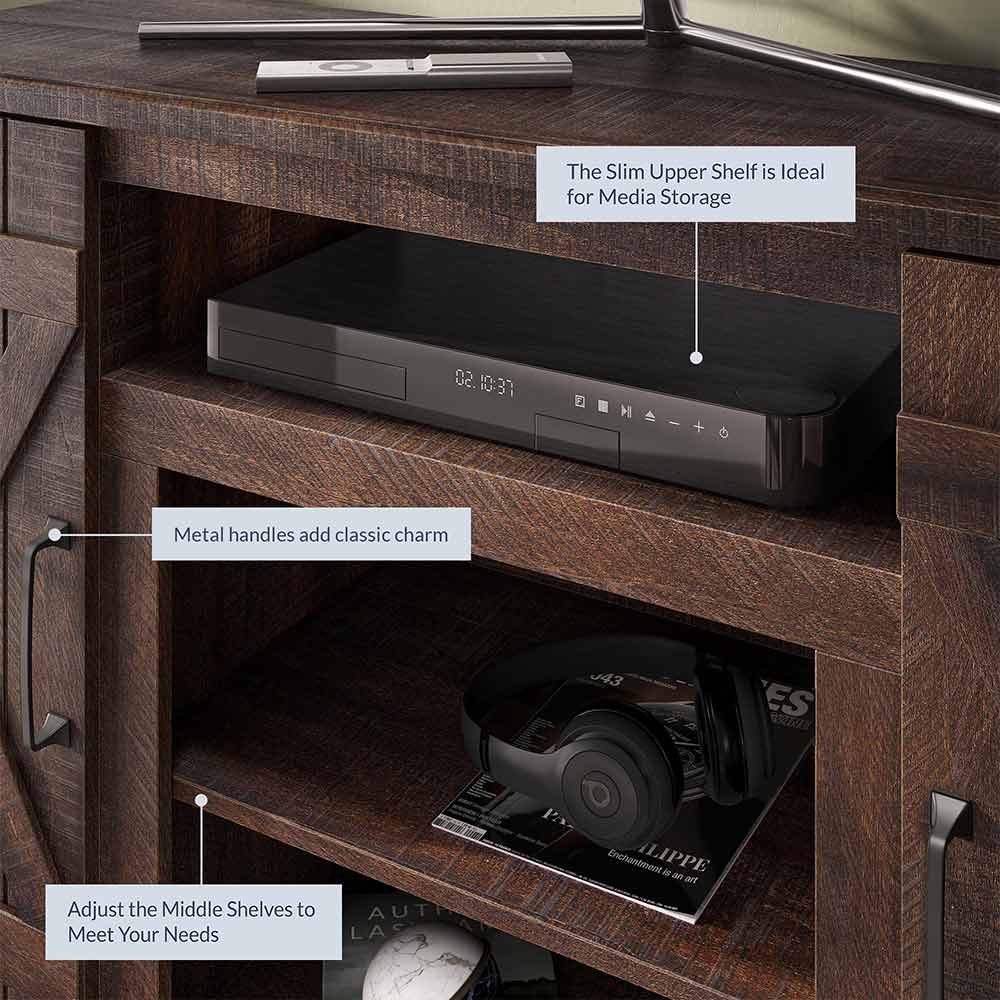 Veropeso 47" Barn Door Farmhouse Fireplace TV Stand