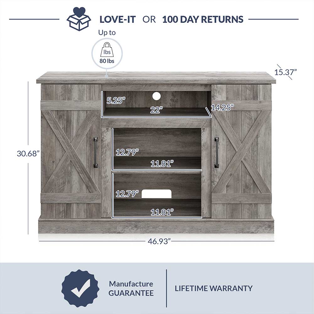 Veropeso Farmhouse TV Stand with Fireplace for TVs up to 50″