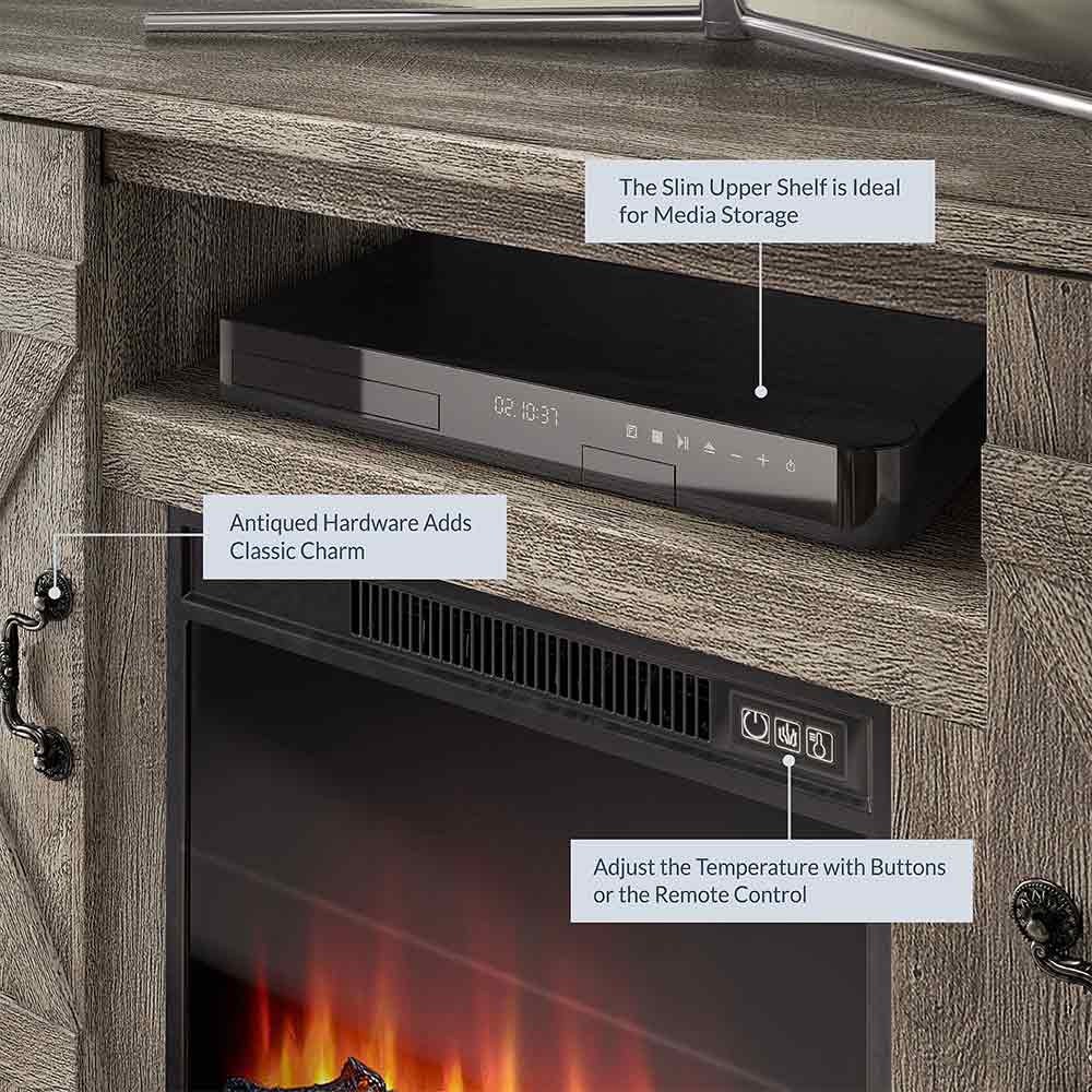 Veropeso Farmhouse TV Stand with Fireplace for TVs up to 50″