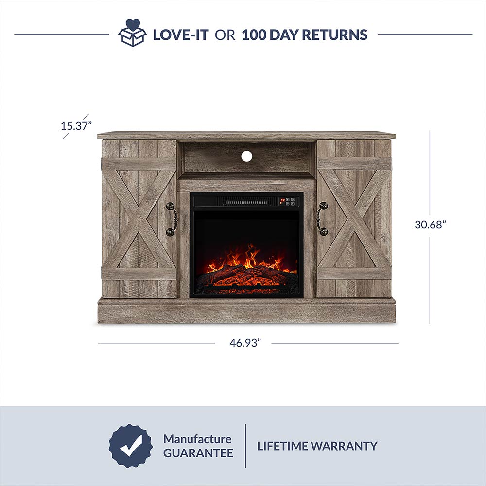 Veropeso Farmhouse TV Stand with Fireplace for TVs up to 50″