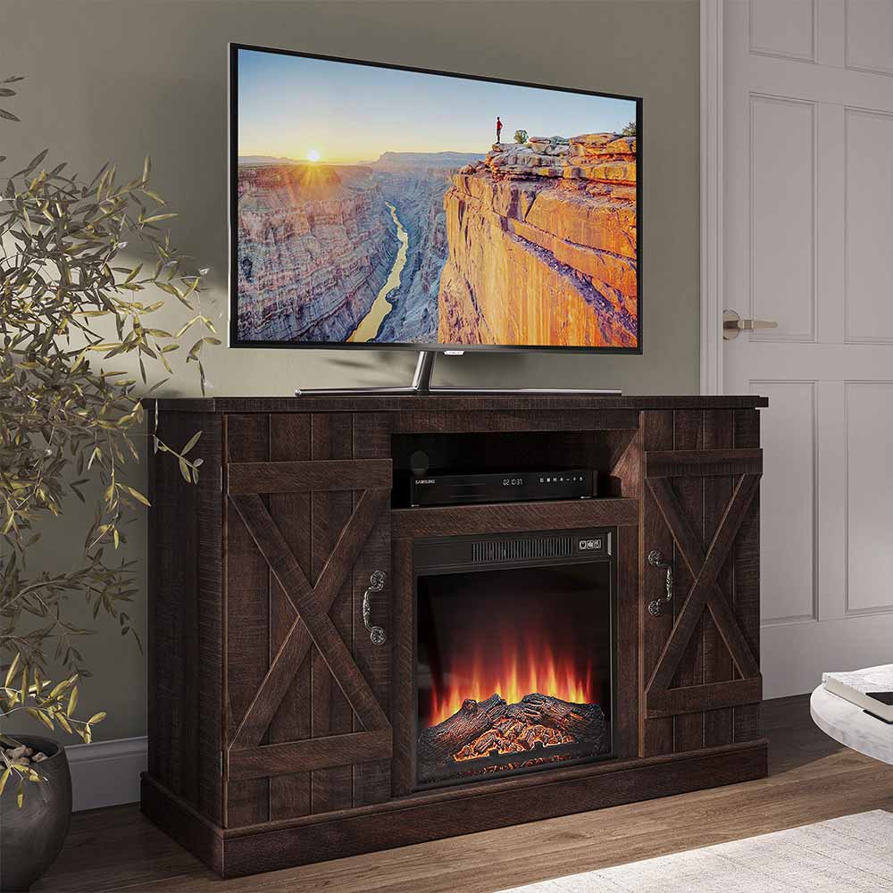 Veropeso Farmhouse TV Stand with Fireplace for TVs up to 50″