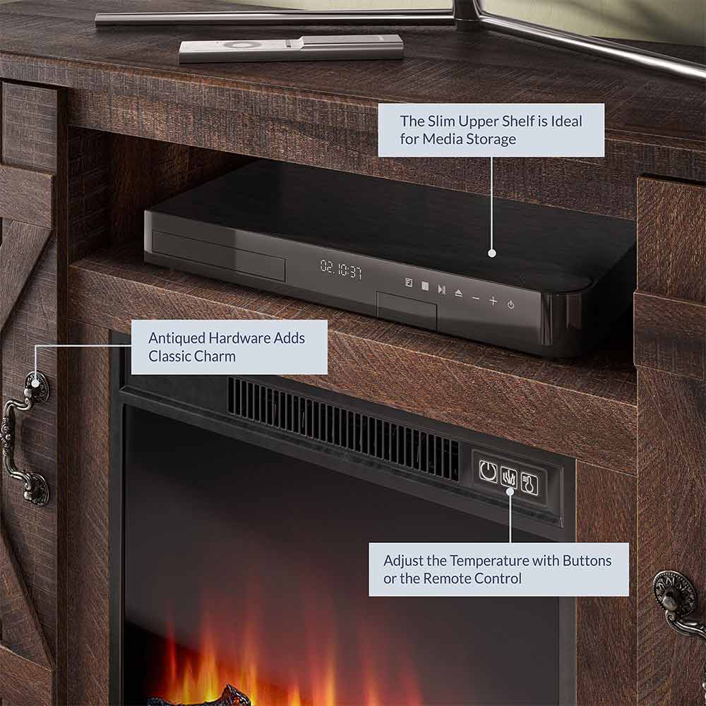 Veropeso 47" Barn Door Farmhouse Fireplace TV Stand