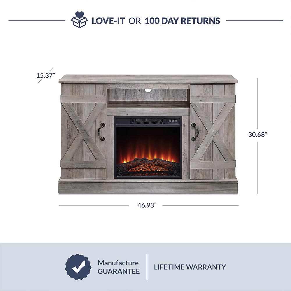 Veropeso Farmhouse TV Stand with Fireplace for TVs up to 50″