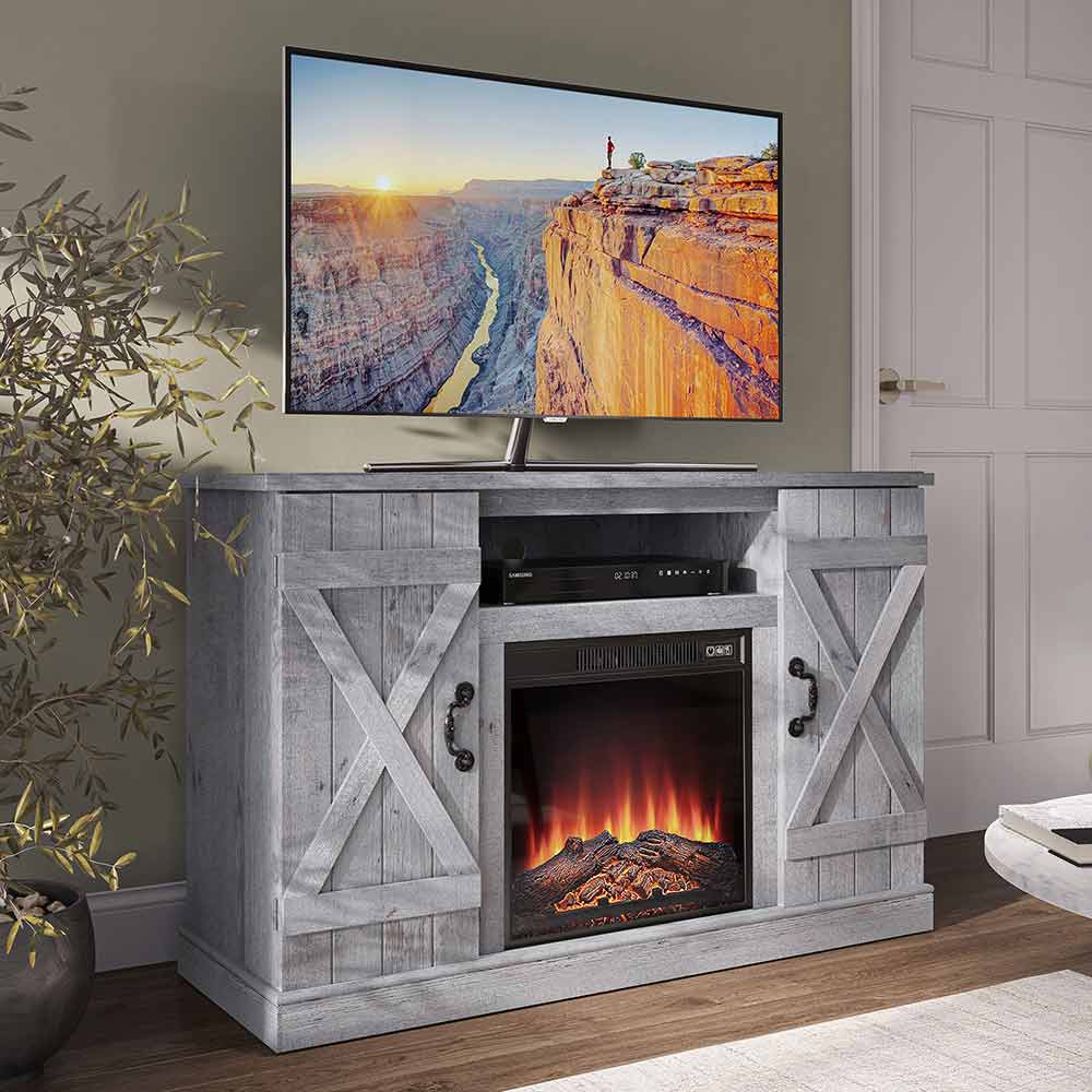 Veropeso Farmhouse TV Stand with Fireplace for TVs up to 50″