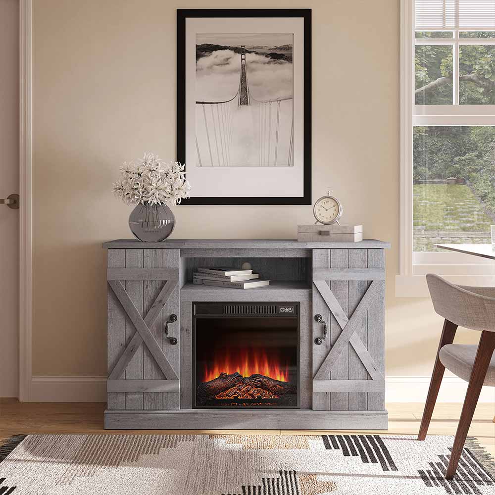 Veropeso Farmhouse TV Stand with Fireplace for TVs up to 50″