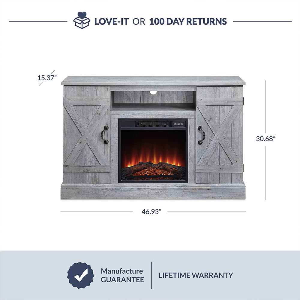 Veropeso Farmhouse TV Stand with Fireplace for TVs up to 50″